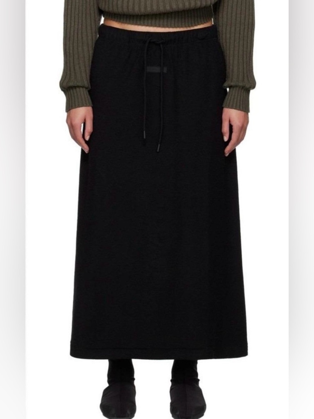 Fear of God ESSENTIALS 🖤 Women's Long Skirt Jet Black Size Small 100% Cotton EUC